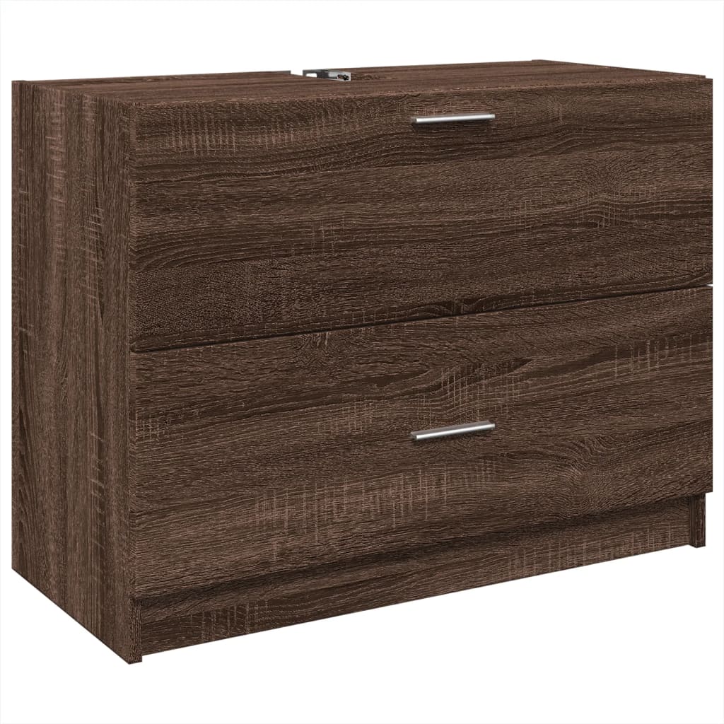 Sink Cabinet Brown Oak 78x37x59 cm Engineered Wood