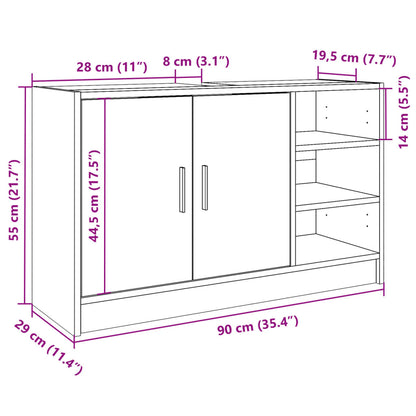 Sink Cabinet Smoked Oak 90x29x55 cm Engineered Wood