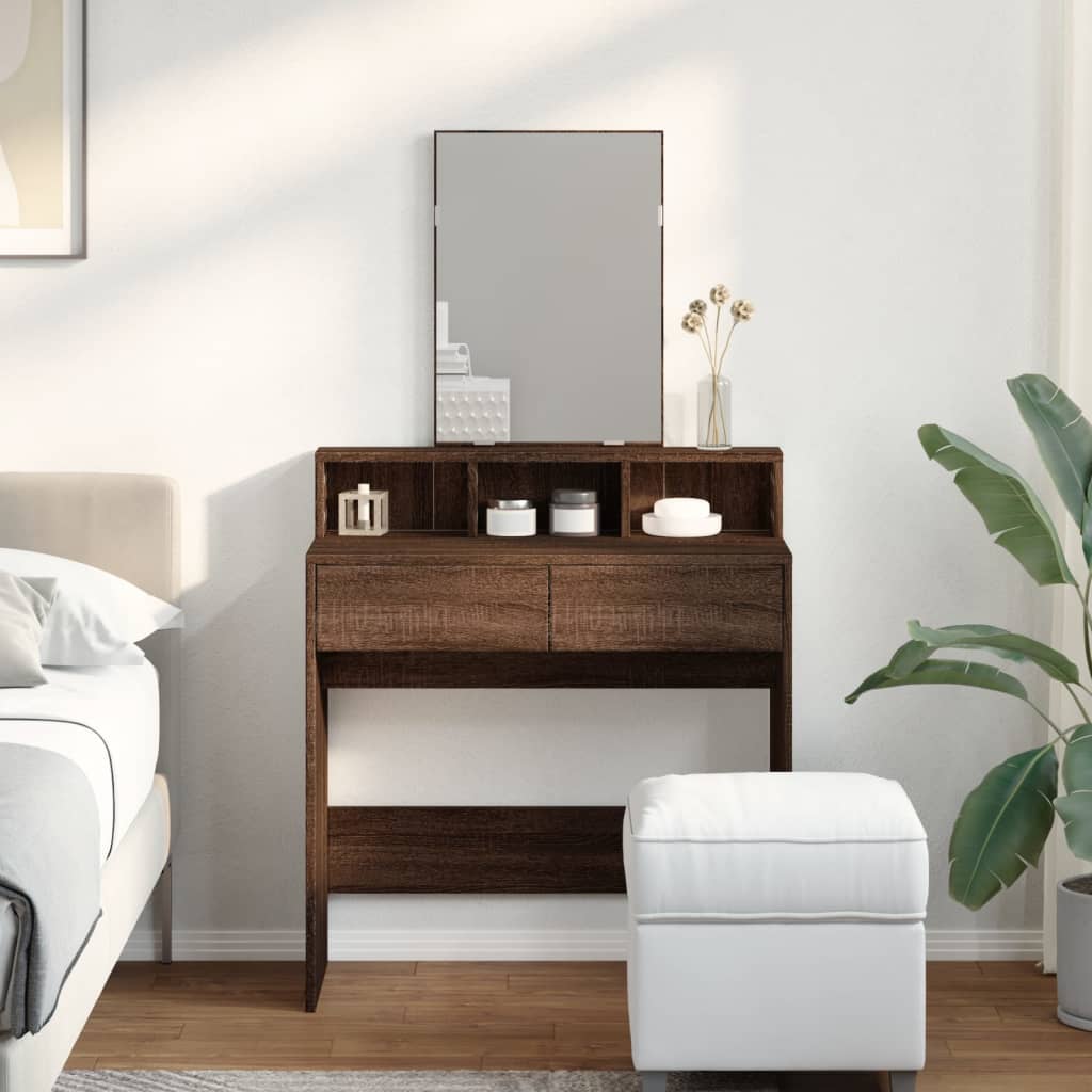 Dressing Table with Mirror Brown Oak 80x41x144.5 cm