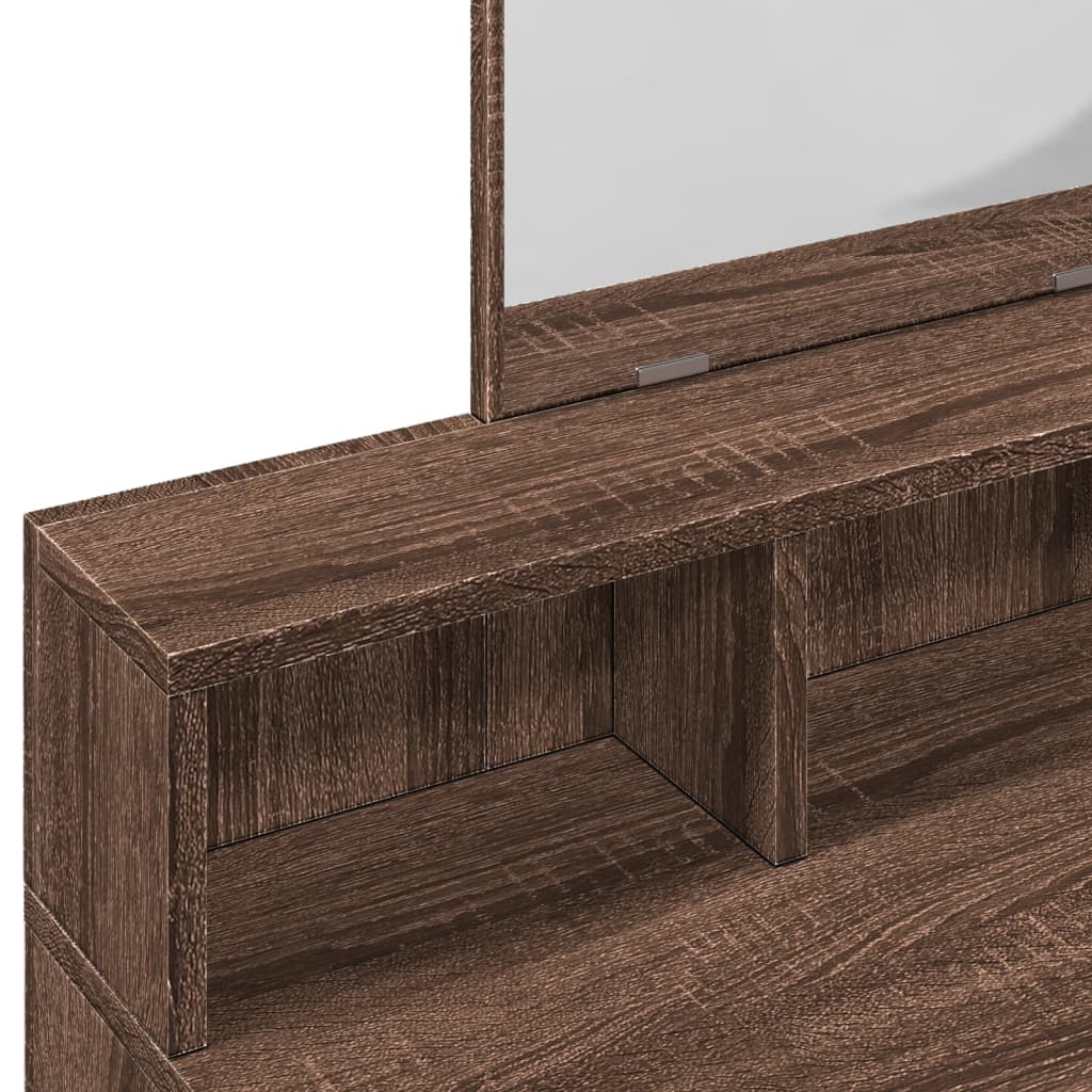 Dressing Table with Mirror Brown Oak 80x41x144.5 cm