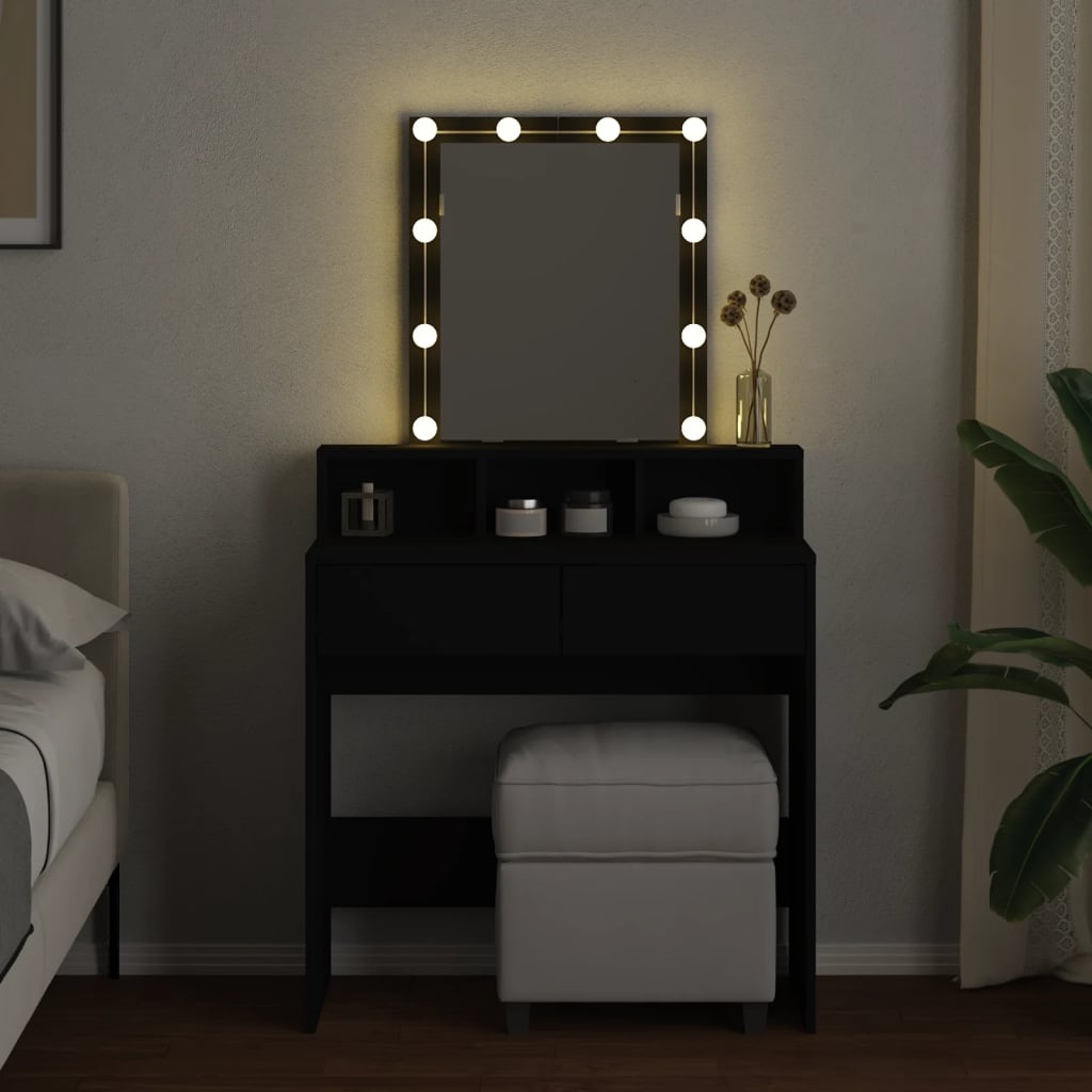 Dressing Table with LED Black 80x41x144.5 cm - Bend