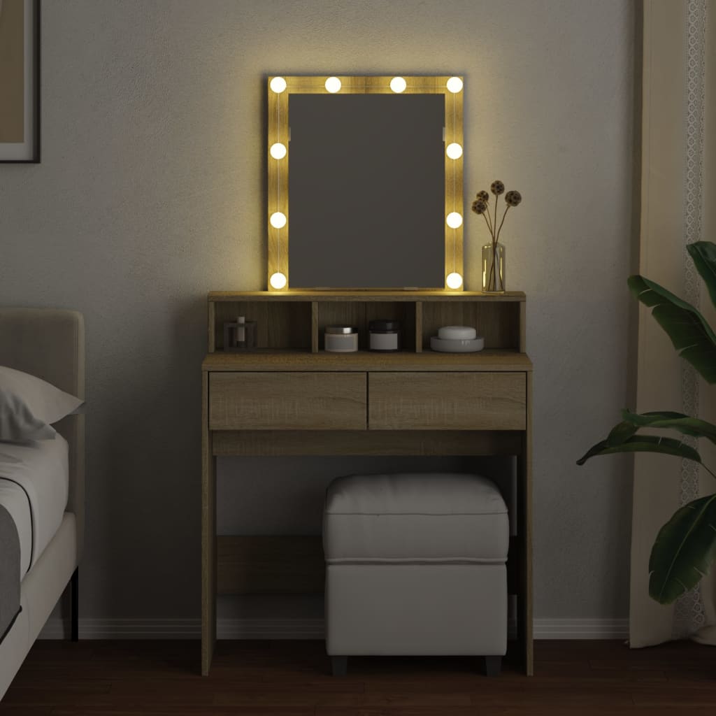 Dressing Table with LED Sonoma Oak 80x41x144.5 cm