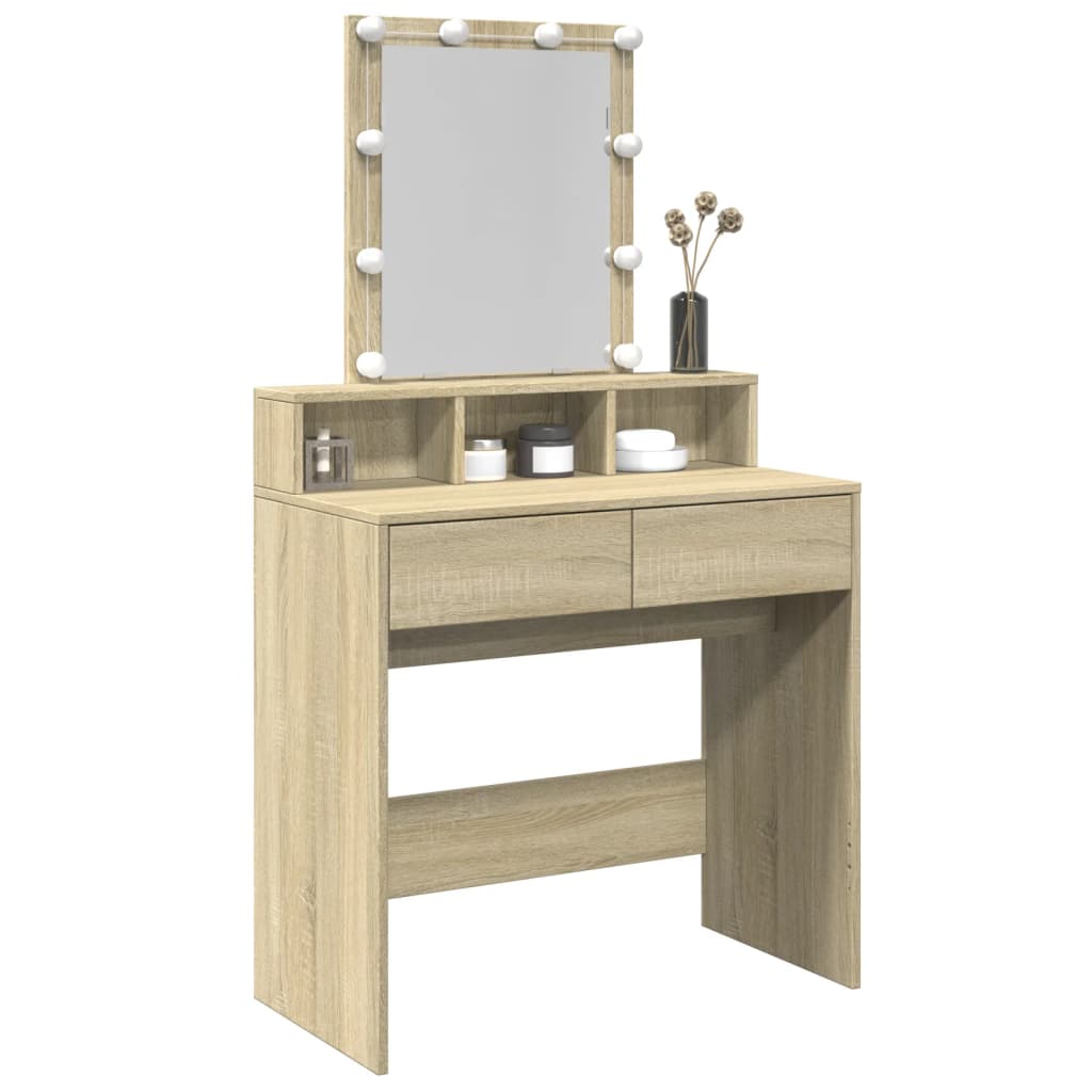 Dressing Table with LED Sonoma Oak 80x41x144.5 cm