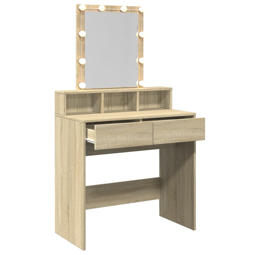 Dressing Table with LED Sonoma Oak 80x41x144.5 cm