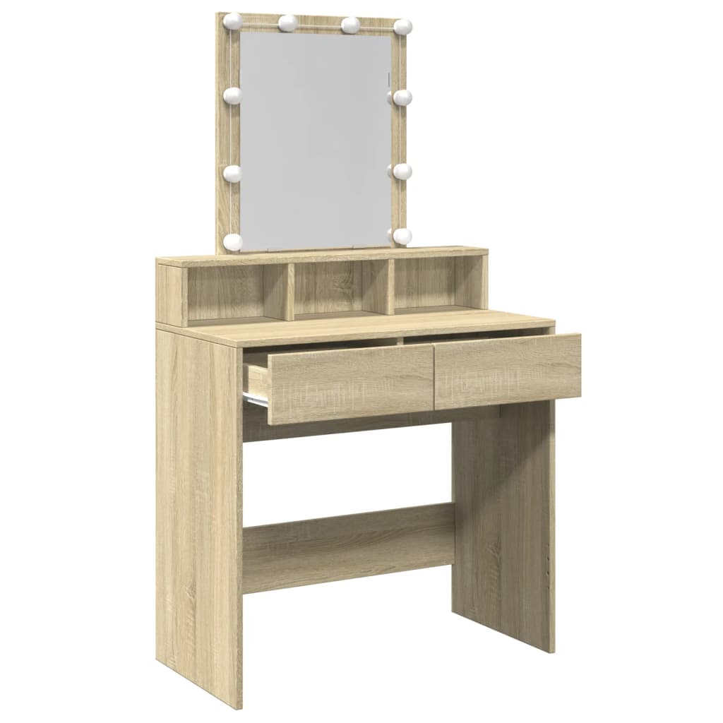 Dressing Table with LED Sonoma Oak 80x41x144.5 cm