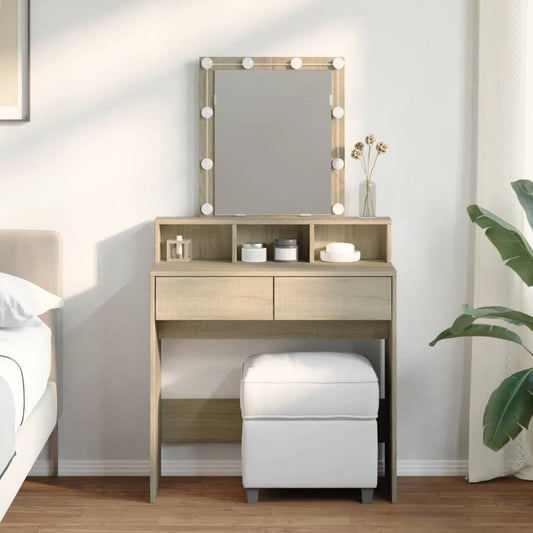 Dressing Table with LED Sonoma Oak 80x41x144.5 cm