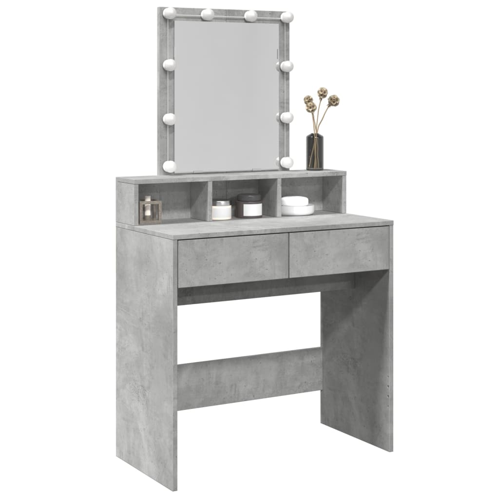 Dressing Table with LED Concrete Grey 80x41x144.5 cm - Bend