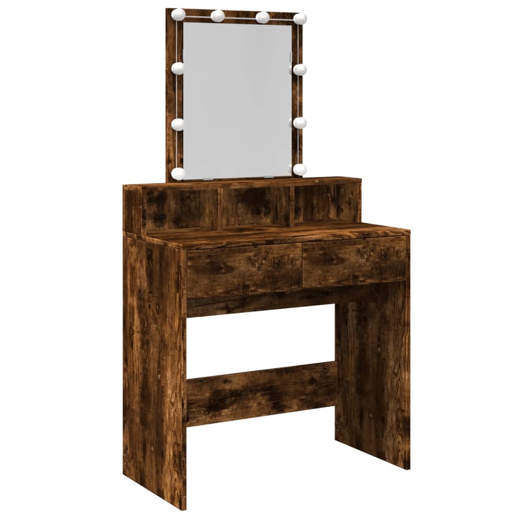 Dressing Table with LED Smoked Oak 80x41x144.5 cm - Bend