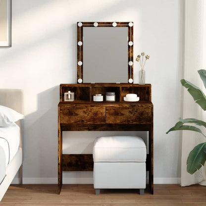 Dressing Table with LED Smoked Oak 80x41x144.5 cm - Bend