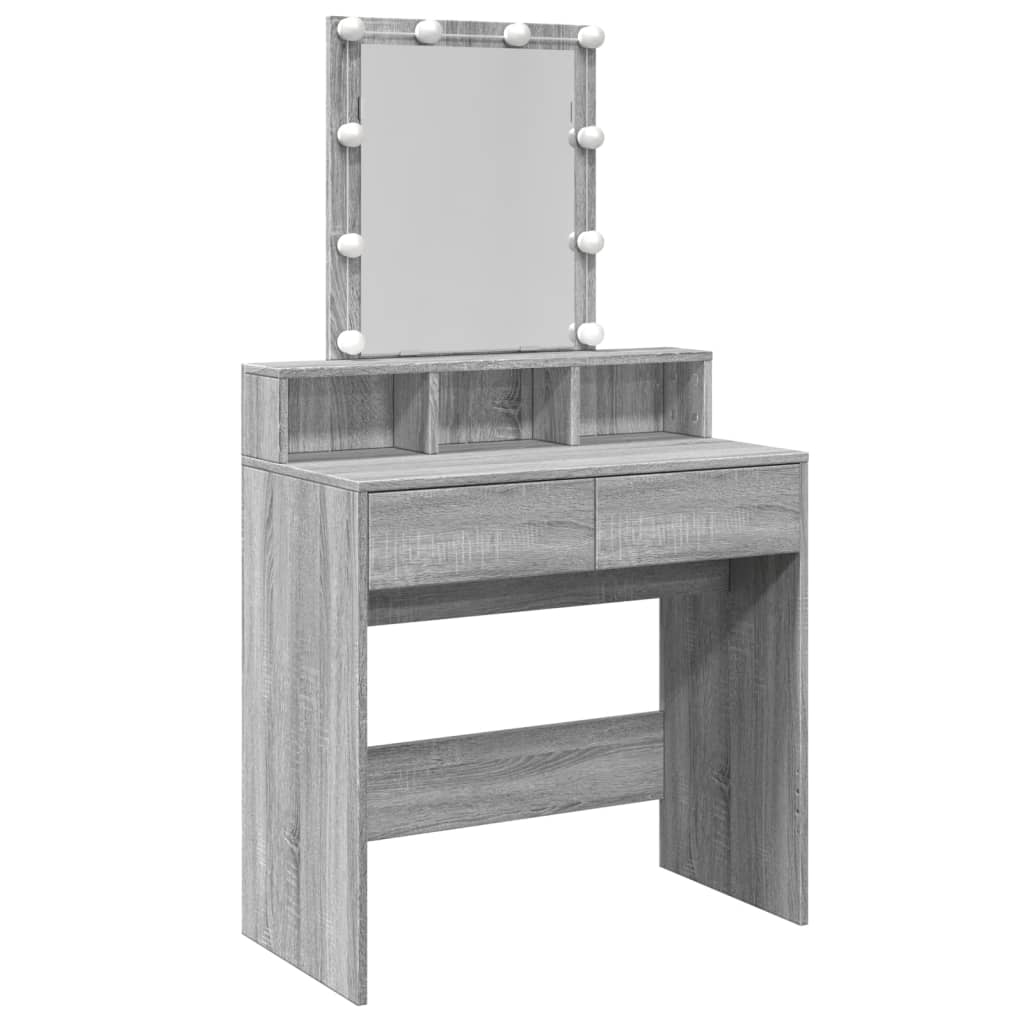 Dressing Table with LED Grey Sonoma 80x41x144.5 cm