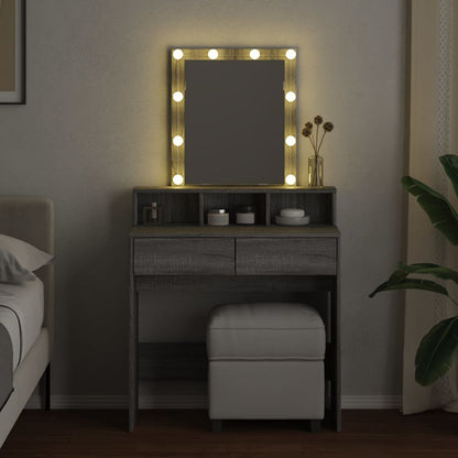 Dressing Table with LED Grey Sonoma 80x41x144.5 cm