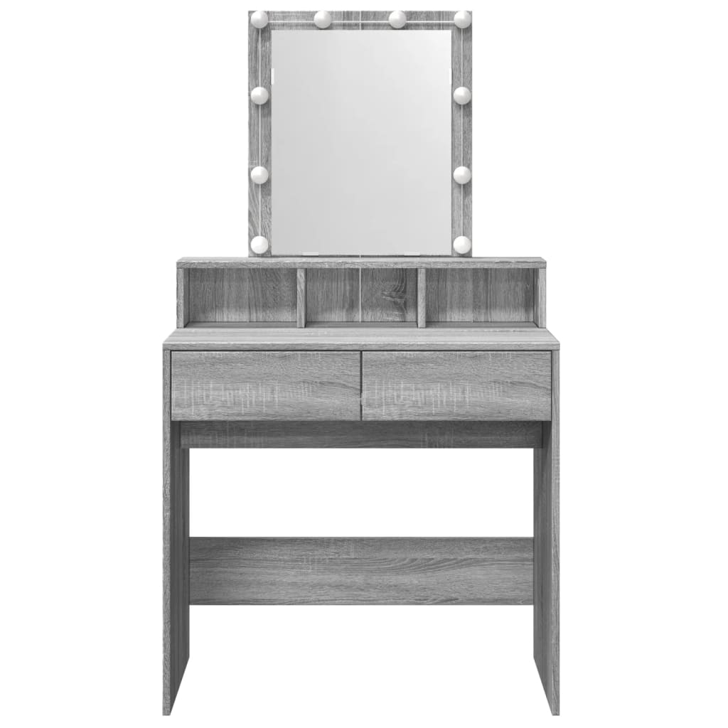 Dressing Table with LED Grey Sonoma 80x41x144.5 cm