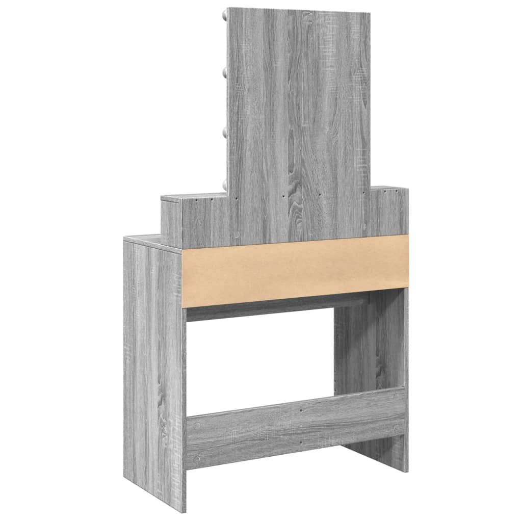 Dressing Table with LED Grey Sonoma 80x41x144.5 cm