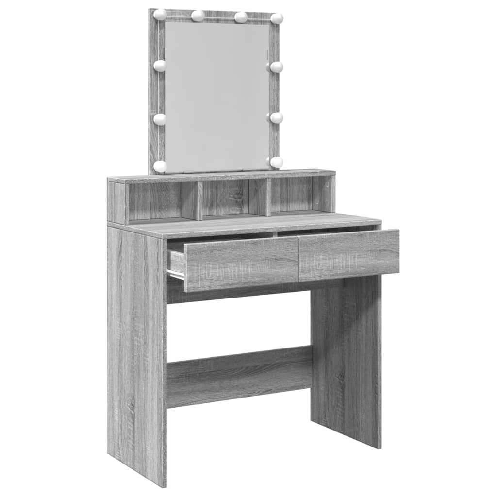 Dressing Table with LED Grey Sonoma 80x41x144.5 cm