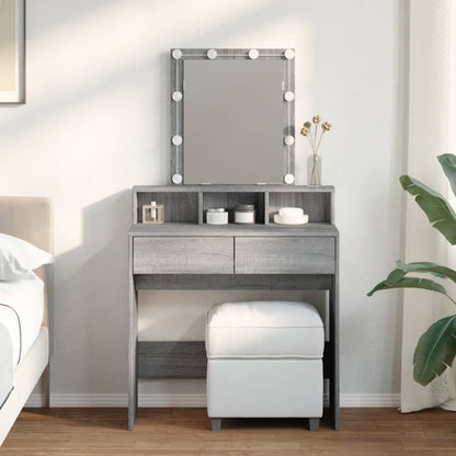 Dressing Table with LED Grey Sonoma 80x41x144.5 cm