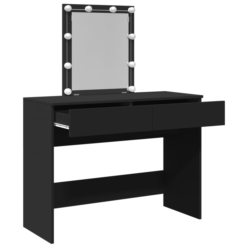 Dressing Table with LED Black 100x40x130 cm - Bend