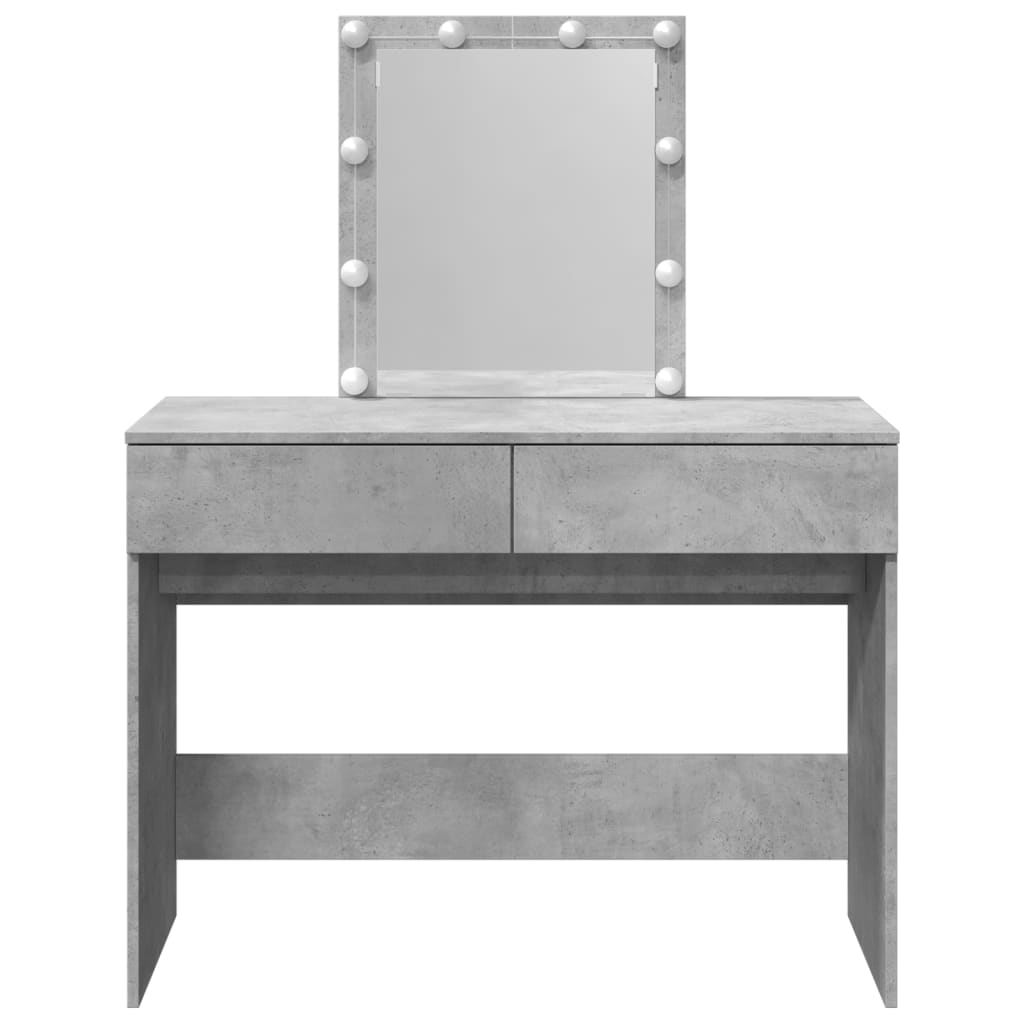 Dressing Table with LED Concrete Grey 100x40x130 cm - Bend