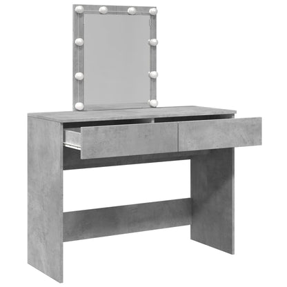 Dressing Table with LED Concrete Grey 100x40x130 cm - Bend