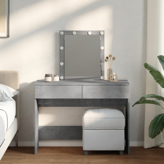 Dressing Table with LED Concrete Grey 100x40x130 cm - Bend