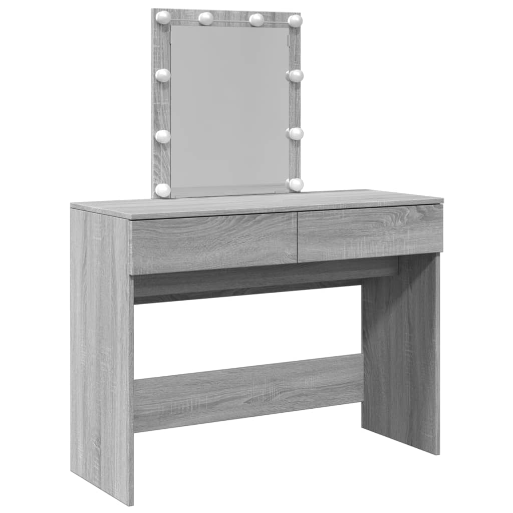 Dressing Table with LED Grey Sonoma 100x40x130 cm