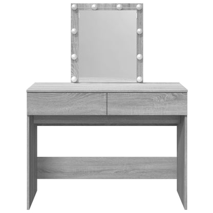 Dressing Table with LED Grey Sonoma 100x40x130 cm