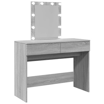 Dressing Table with LED Grey Sonoma 100x40x130 cm