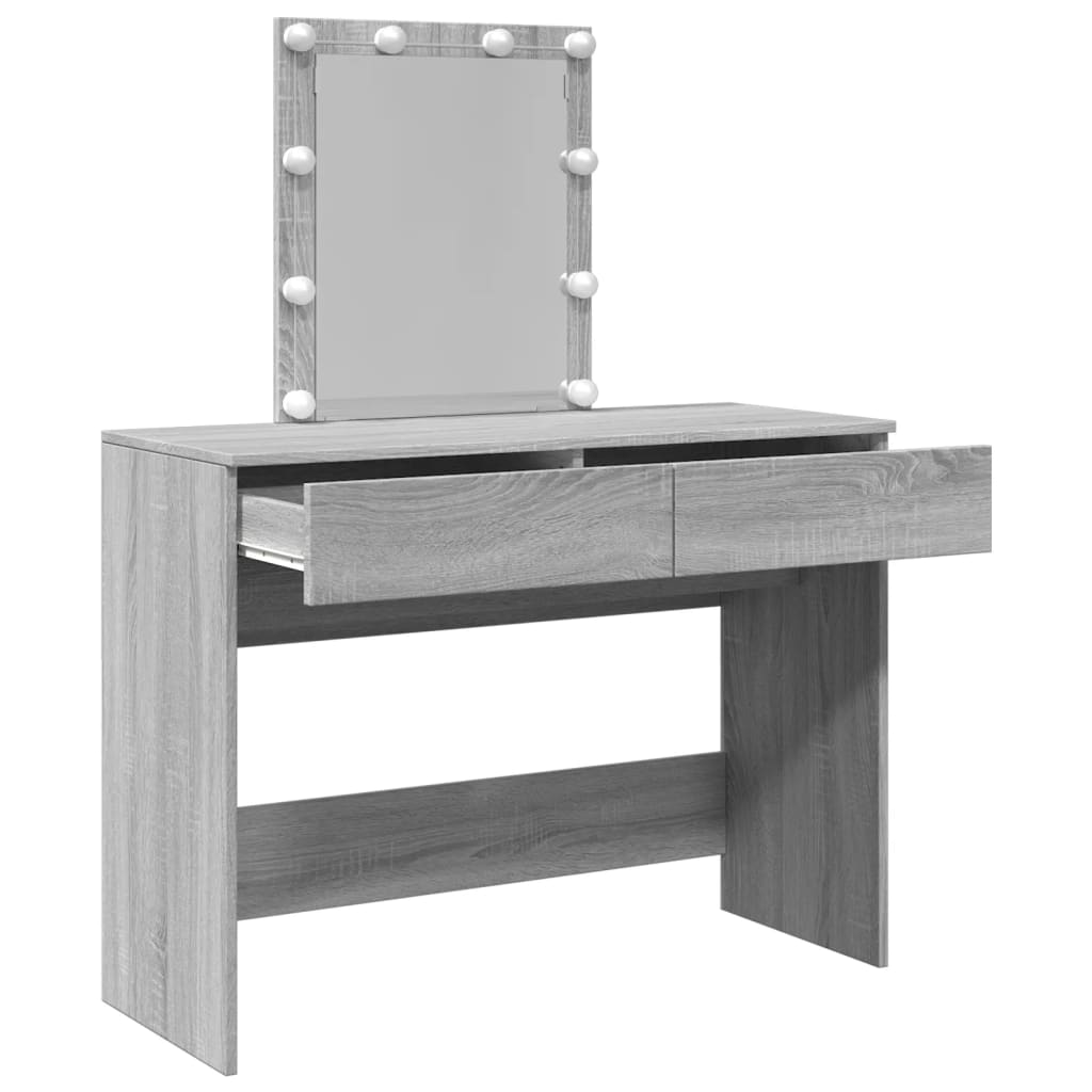 Dressing Table with LED Grey Sonoma 100x40x130 cm