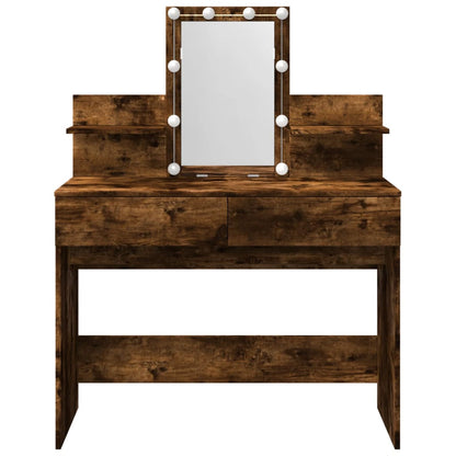 Dressing Table with LED Smoked Oak 100x40x130 cm - Bend