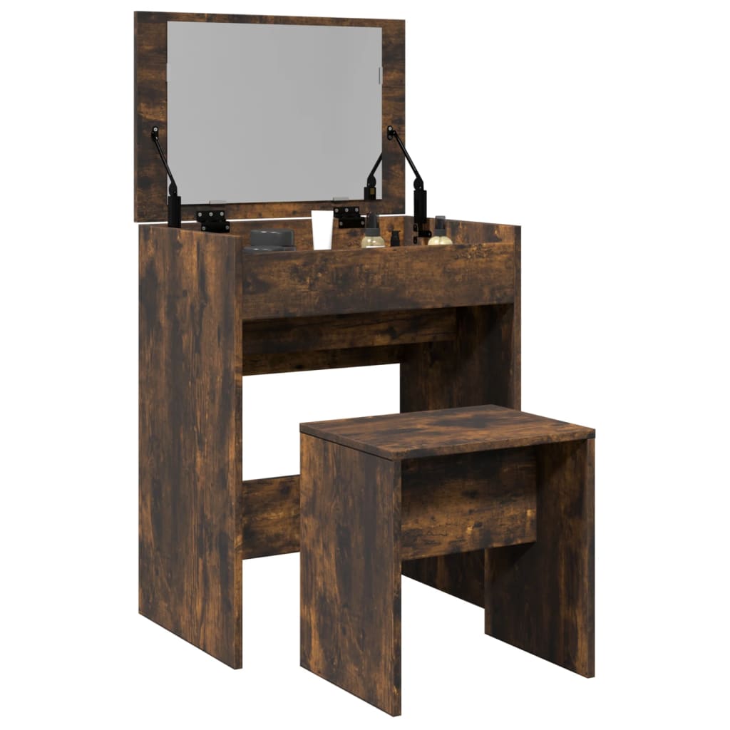 Dressing Table and Stool Smoked Oak 60x40x113.5 cm - Bend