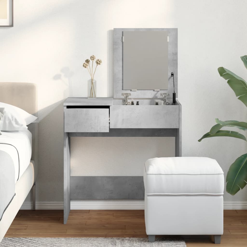 Dressing Table with Mirror Concrete Grey 73x46.5x120 cm - Bend