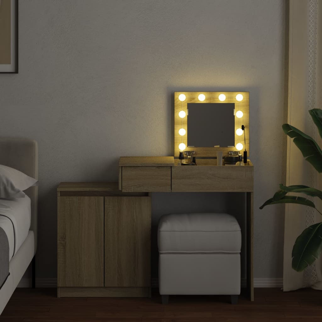 Dressing Table with LED Sonoma Oak 115x37x110.5 cm - Bend