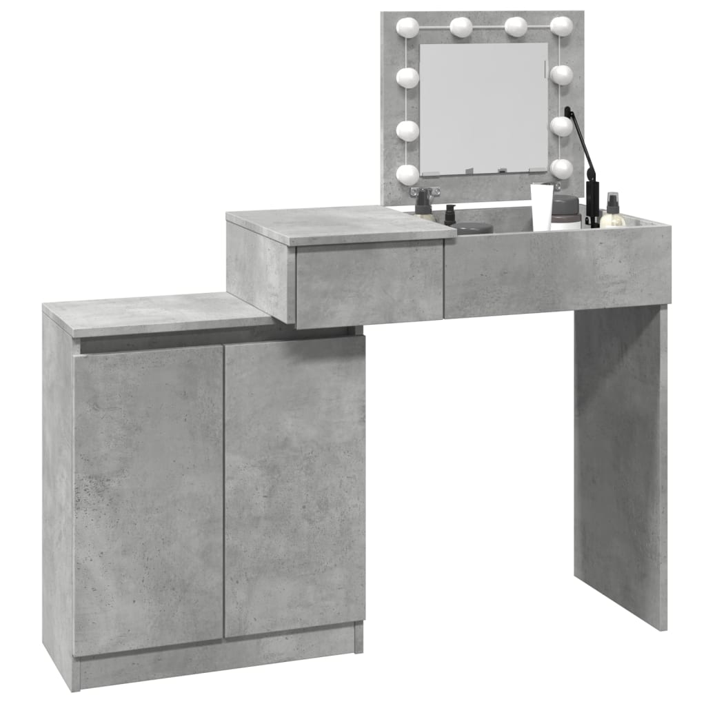 Dressing Table with LED Concrete Grey 115x37x110.5 cm - Bend