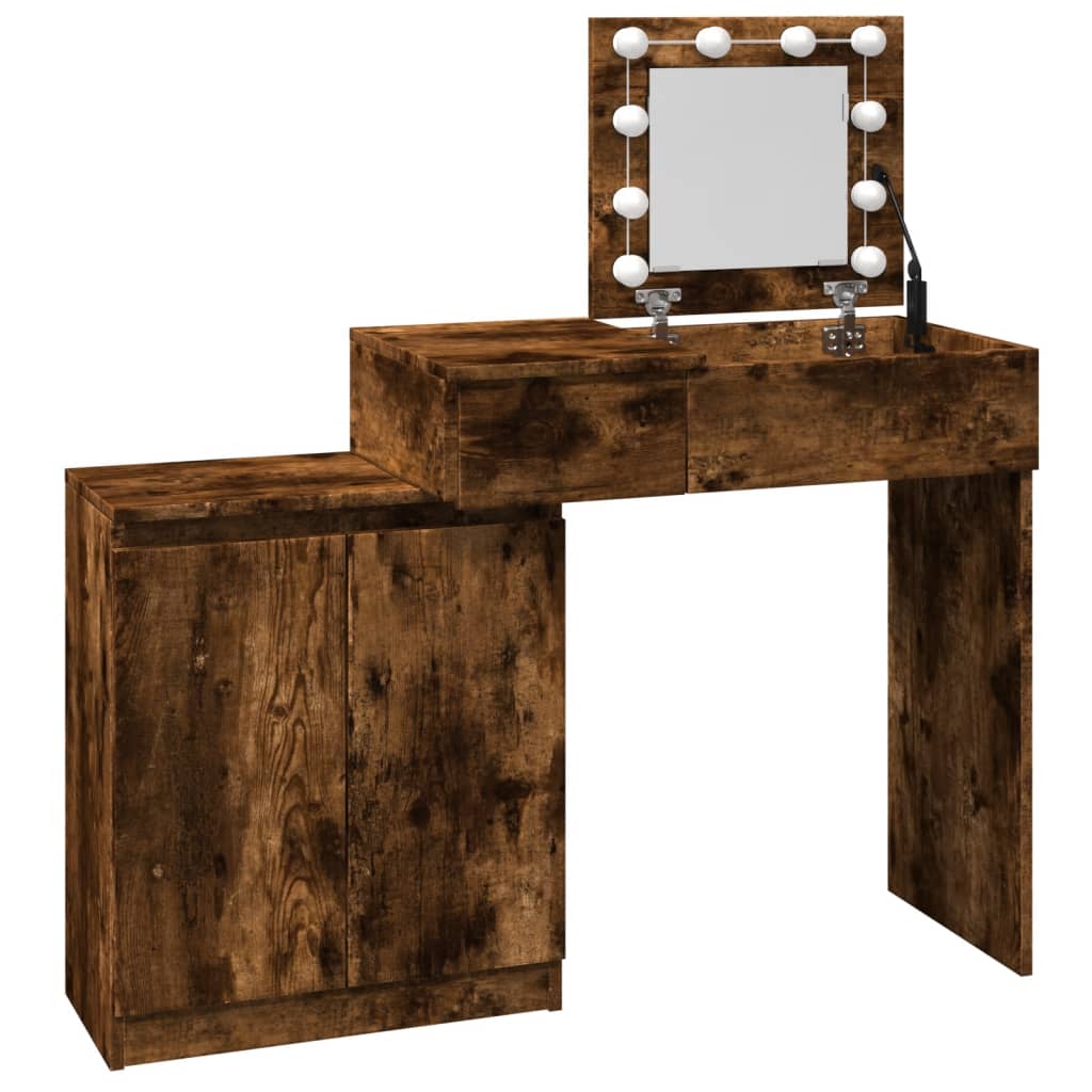 Dressing Table with LED Smoked Oak 115x37x110.5 cm - Bend