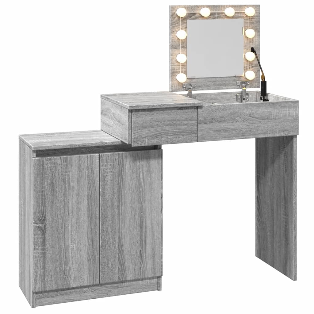 Dressing Table with LED Grey Sonoma 115x37x110.5 cm - Bend