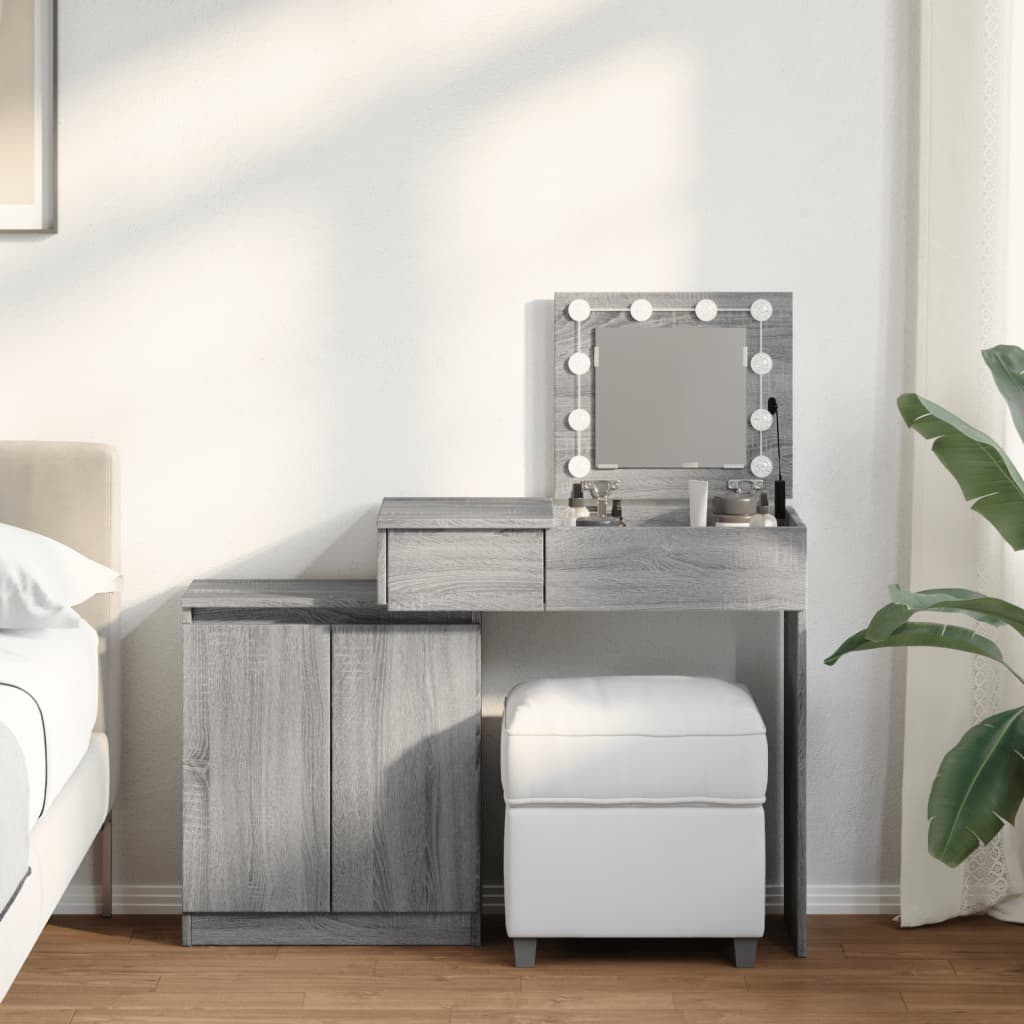 Dressing Table with LED Grey Sonoma 115x37x110.5 cm - Bend