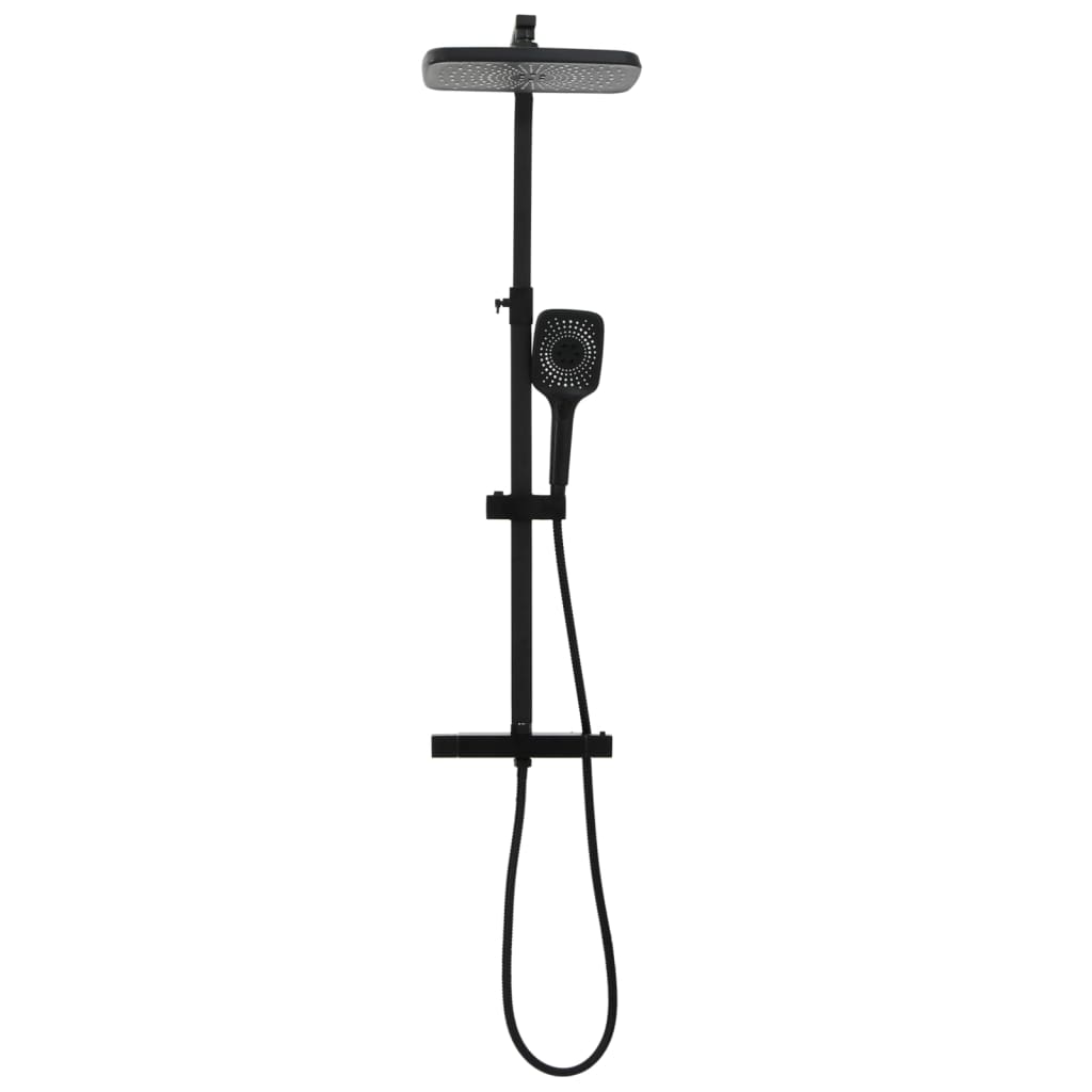 Black Brass Dual Shower System with Mixer and Hose - Bend