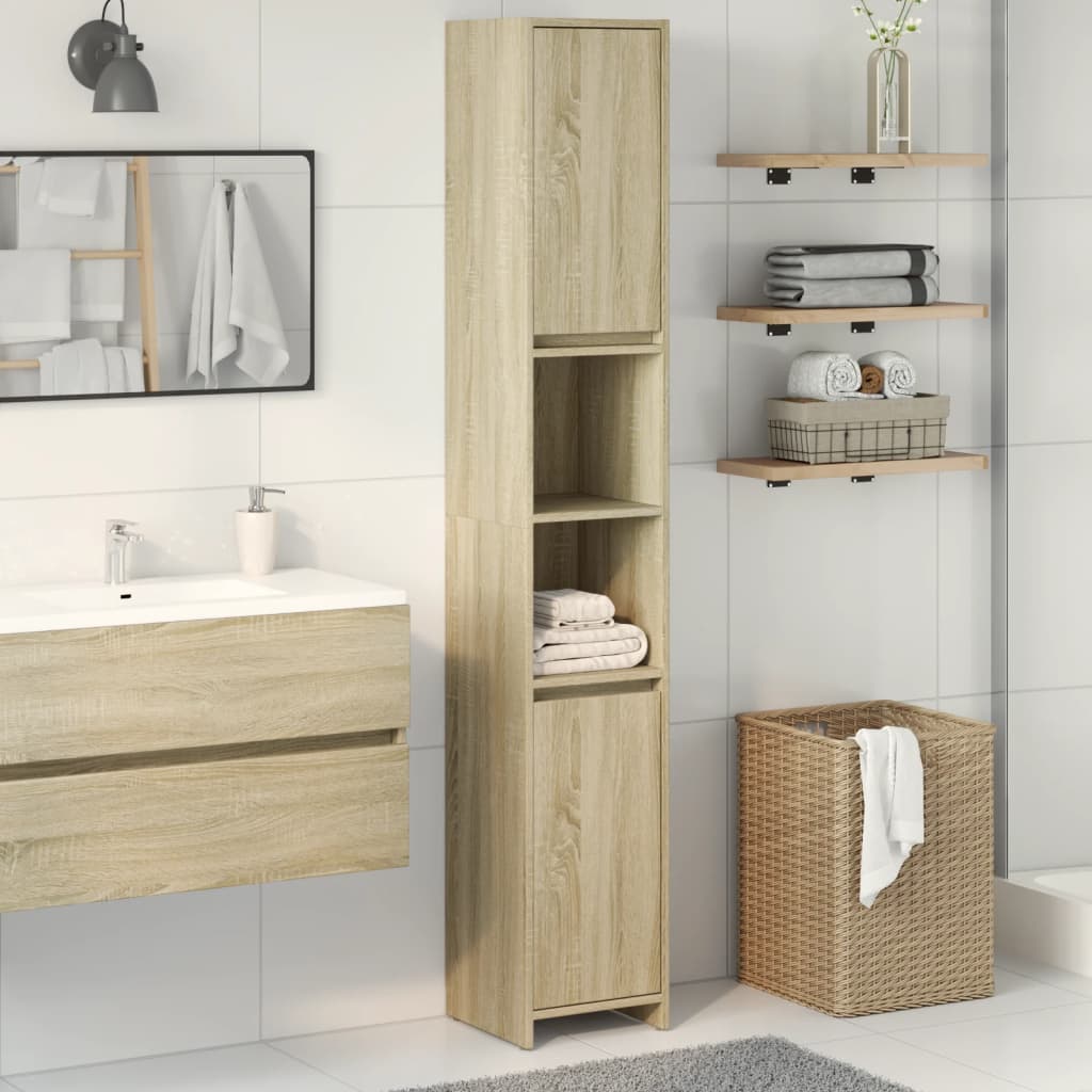 Bathroom Cabinet Sonoma Oak 30x30x183.5 cm Engineered Wood