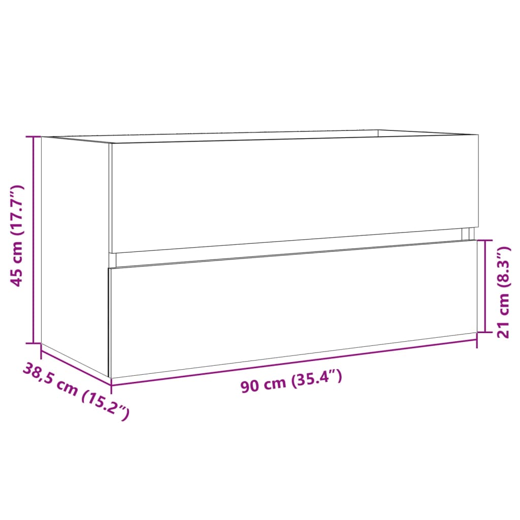 Sink Cabinet Sonoma Oak 90x38.5x45 cm Engineered Wood