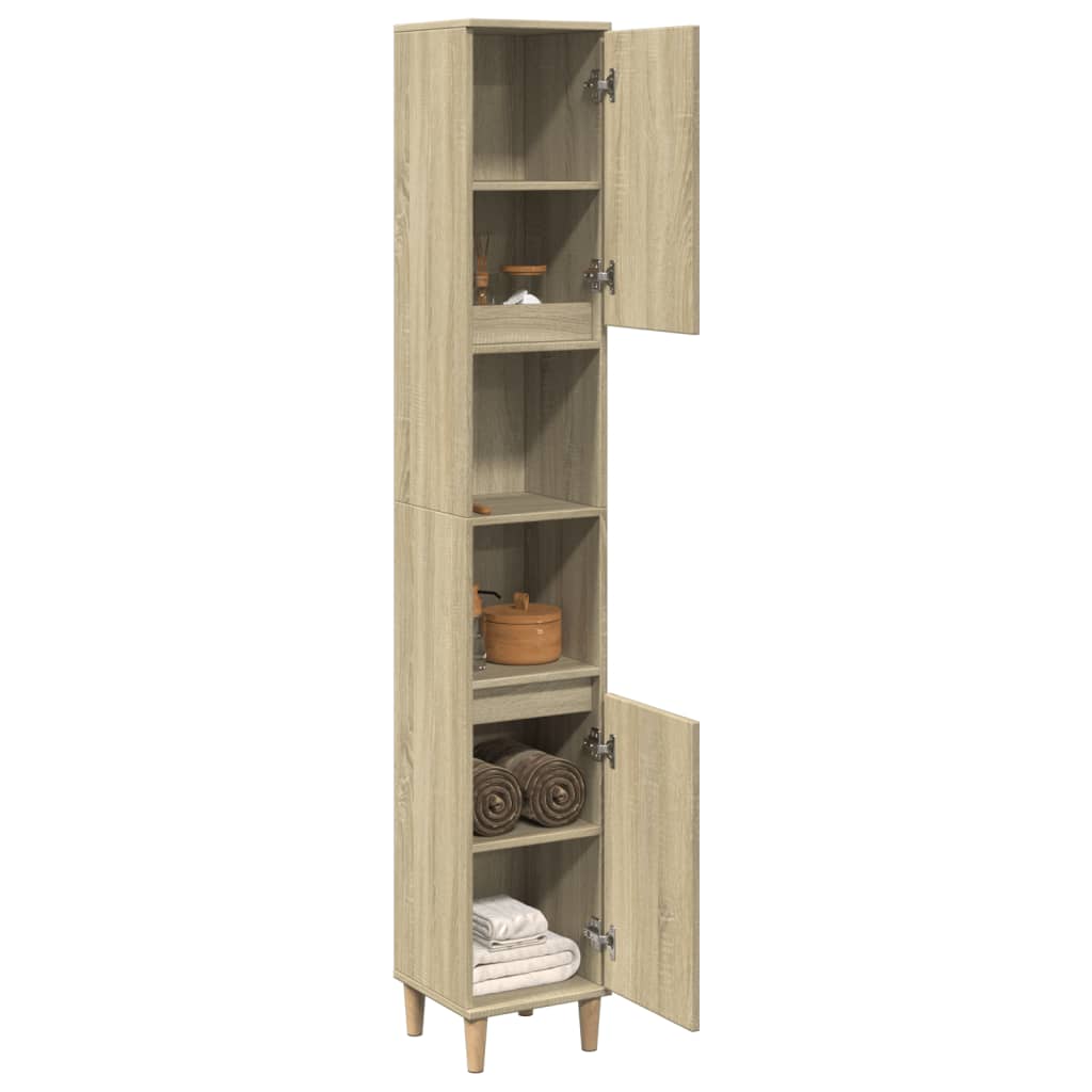 Bathroom Cabinet Sonoma Oak 30x30x190 cm Engineered Wood - Bend