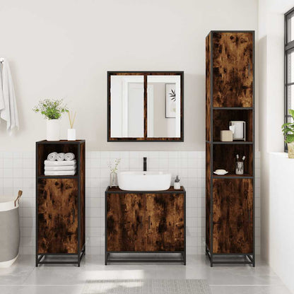 Bathroom Cabinet Smoked Oak 35x37.5x100 cm Engineered Wood