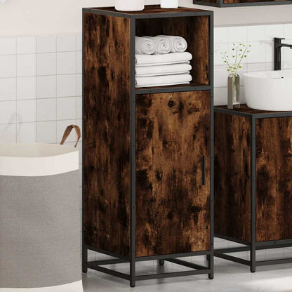 Bathroom Cabinet Smoked Oak 35x37.5x100 cm Engineered Wood