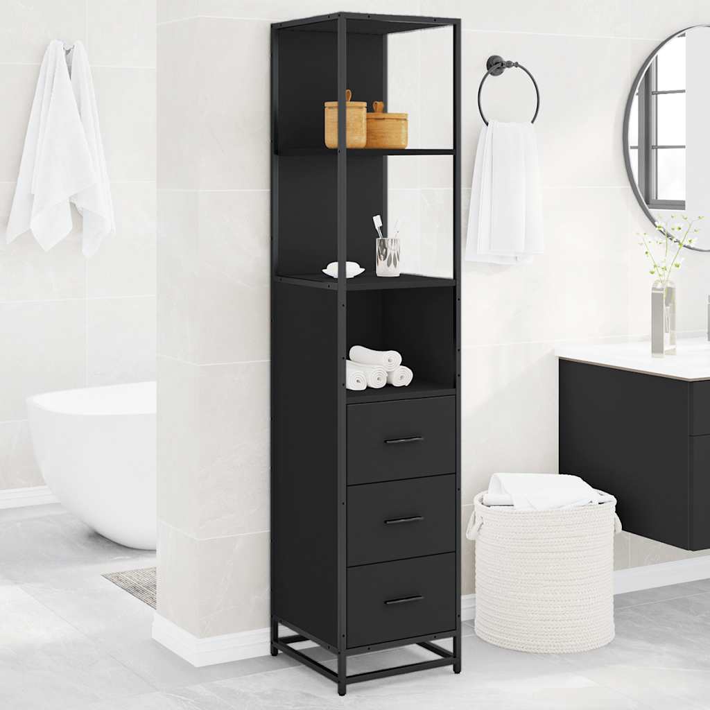 Bathroom Cabinet Black 35x37.5x166 cm Engineered Wood