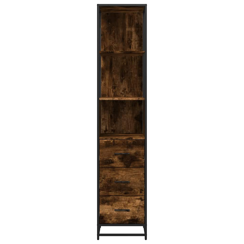 Bathroom Cabinet Smoked Oak 35x37.5x166 cm Engineered Wood