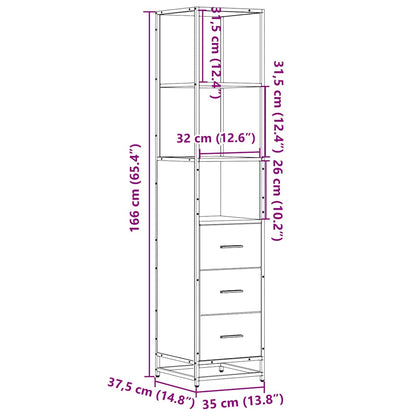 Bathroom Cabinet Smoked Oak 35x37.5x166 cm Engineered Wood