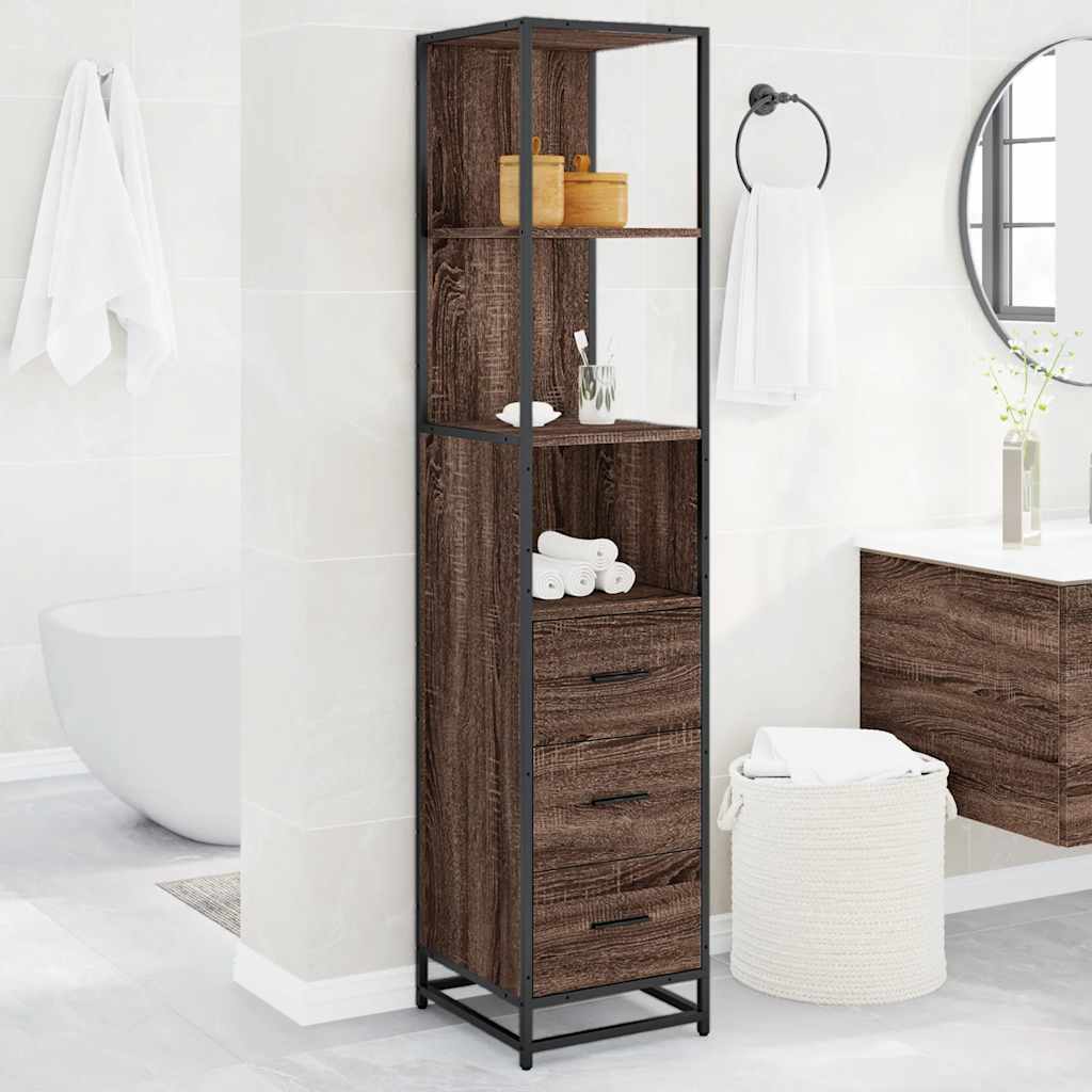 Bathroom Cabinet Brown Oak 35x37.5x166 cm Engineered Wood