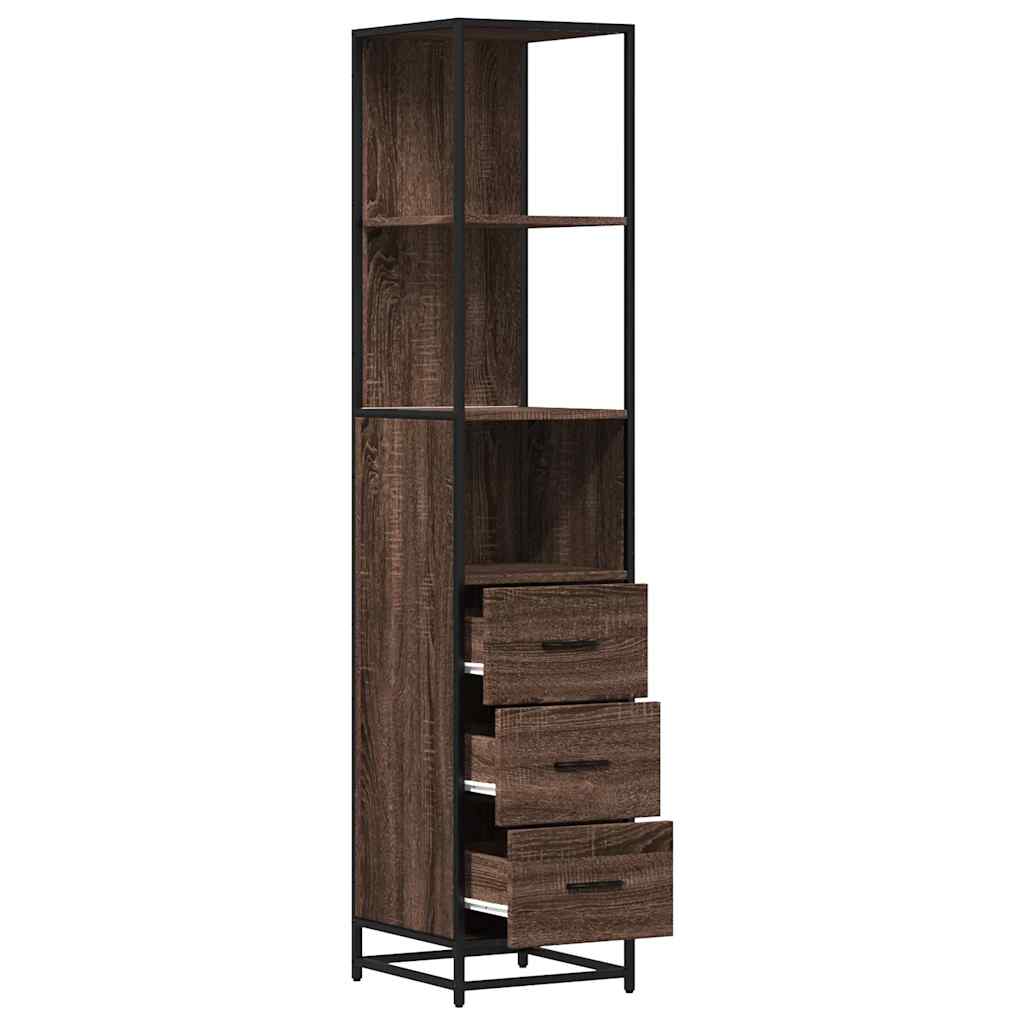 Bathroom Cabinet Brown Oak 35x37.5x166 cm Engineered Wood