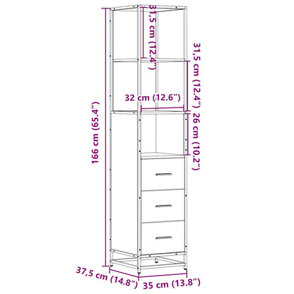 Bathroom Cabinet Brown Oak 35x37.5x166 cm Engineered Wood