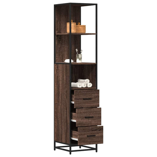 Bathroom Cabinet Brown Oak 35x37.5x166 cm Engineered Wood