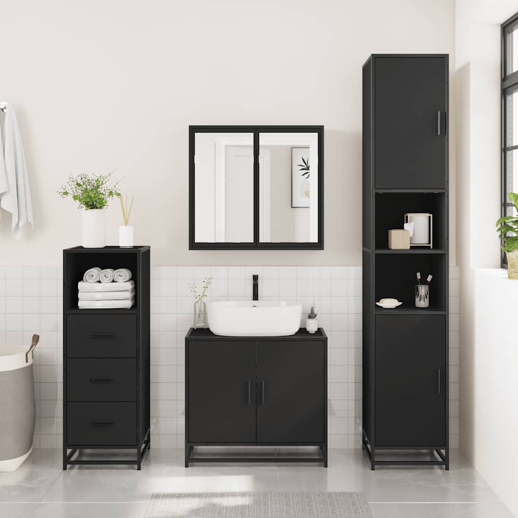 Bathroom Cabinet Black 35x37.5x100 cm Engineered Wood