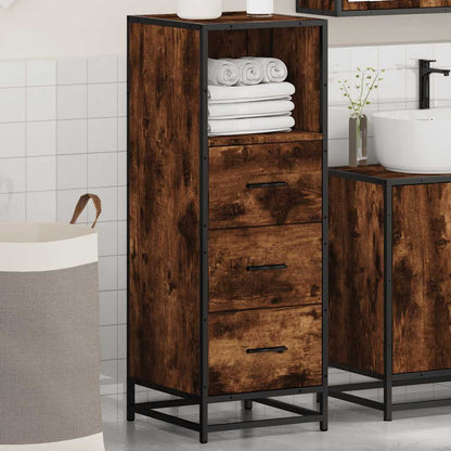 Bathroom Cabinet Smoked Oak 35x37.5x100 cm Engineered Wood